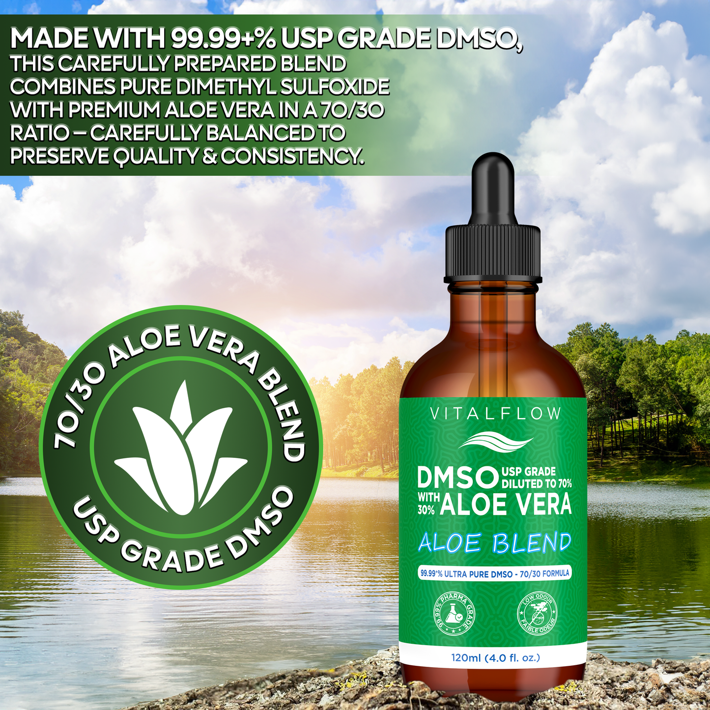 DMSO (USP) in a 70/30 Aloe Vera Blend