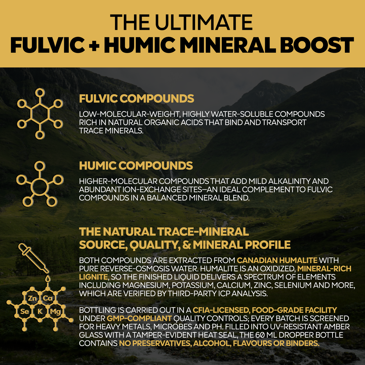Fulvic & Humic Acid Powder Sticks | 350mg from Canadian Humalite | 30 Single-Serve Sticks