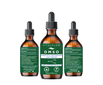 DMSO (Dimethyl Sulphoxide) Liquid 99.99+% Purity Pharmaceutical Grade (USP) - 100ml Amber Glass Bottle With Dropper - Ouderless.