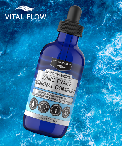 VitalFlow Sea-Sourced Trace Mineral Drops | Magnesium-Rich Full Spectrum Electrolytes |  Concentrate | Hydration, Energy, Balance | 120 mL