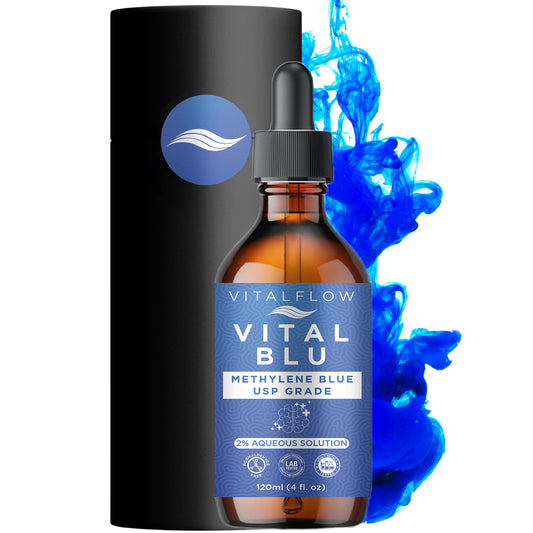 2% High Concentrate Methylene Blue USP Grade 120ml (4fl. oz) - Ultra High Third-Party Tested Purity - Formaldehyde Free - Sturdy Packaging - VITAL BLU