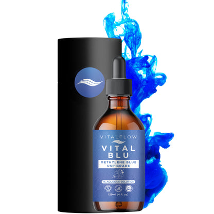 VITAL BLU Methylene Blue 1% USP Grade 120ml (4fl. oz), High Tested Purity, Formaldehyde Free