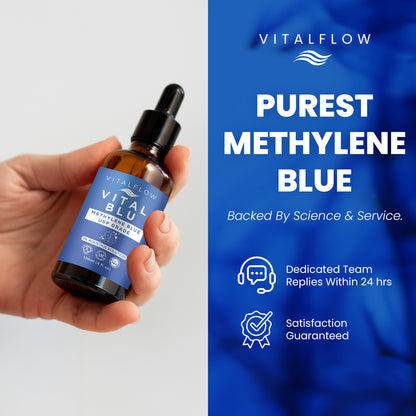 VITAL BLU Methylene Blue 1% USP Grade 120ml (4fl. oz), High Tested Purity, Formaldehyde Free