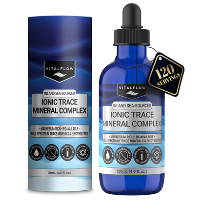 VitalFlow Sea-Sourced Trace Mineral Drops | Magnesium-Rich Full Spectrum Electrolytes |  Concentrate | Hydration, Energy, Balance | 120 mL